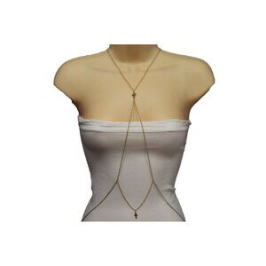 New Women Necklace Fashion Gold Body Chain Jewelry Harness Belly Link Crosses
